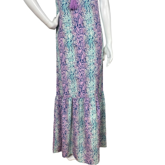 NWT ✨ Caroline Hill Bohemian Blue/Pink Rhapsody Electric Snake Maxi Dress Small - Picture 8 of 17